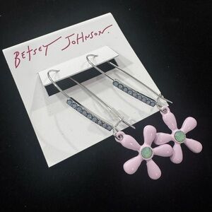 Betsey Johnson Pink Flower Earrings